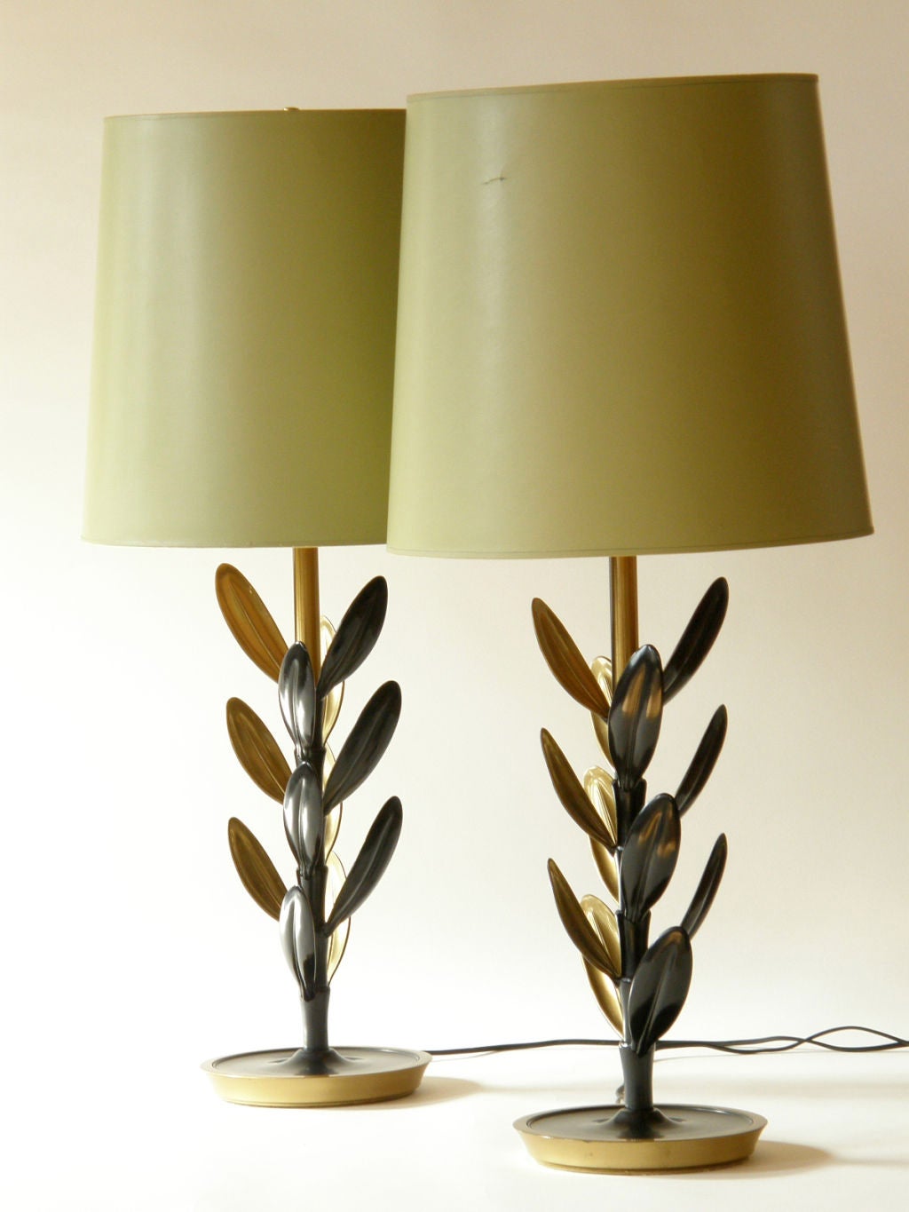 Brass leaf table lamps by Stiffel