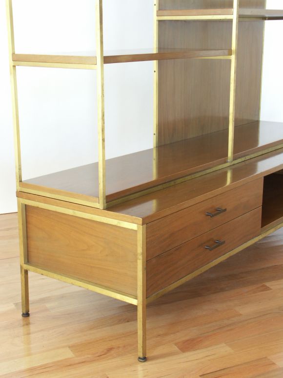 Brass Paul McCobb shelf unit with drawers