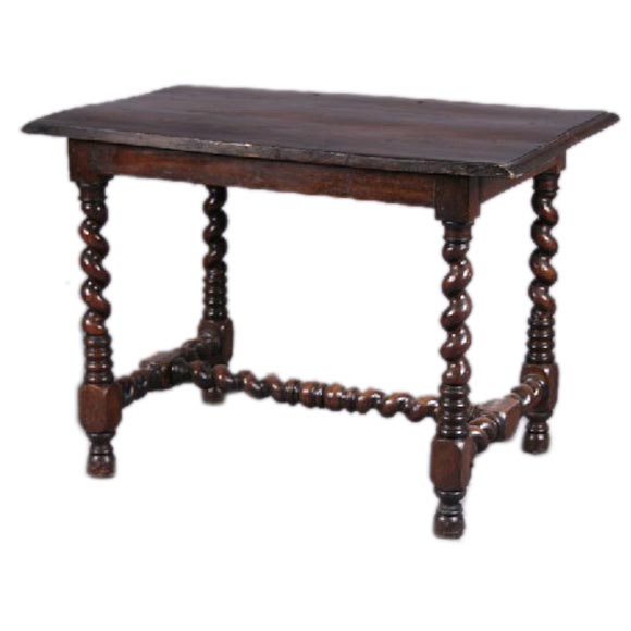 An English Walnut Table With Barley Twist Legs