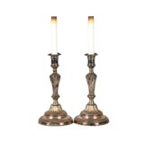Pair Of Silver Candlesticks Converted Into Lamps