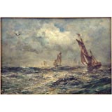 Robert Hopkin, Ships At Sea Painting. (1832-1909)