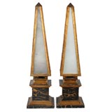 A Pair of Italian Mirrored Obelisks