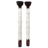 One Pair Of Carved Wood Palm Form Wall Mount Columns