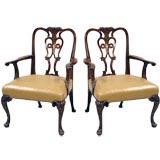 One Pair Of English Mahogany Arm Chairs