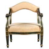 A Venetian Green Painted And Parcel Gilt Metamorphic Armchair.