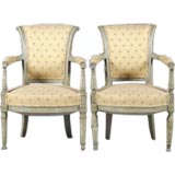 One Pair Of Directoire Painted Fauteuils