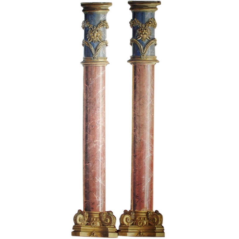 A Pair of Neoclassical Trompe L'oeil Columns,