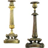 Two Single Empire Style Bronze Canlesticks.