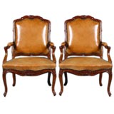 Louis XV Style Fruitwood Arm Chairs