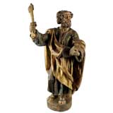 A Polychrome and Gilt Carved Figure of St. Peter,