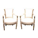 One Pair Of Directoire Painted Fauteuils.