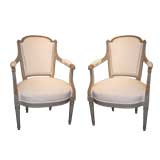 One Pair Of Painted Fauteuils.