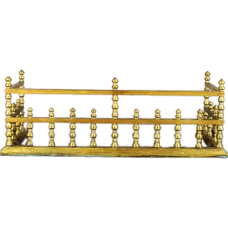 19th Century Brass Fireplace Fender For Sale