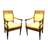 One Pair Of Directoire Painted Fauteuils.