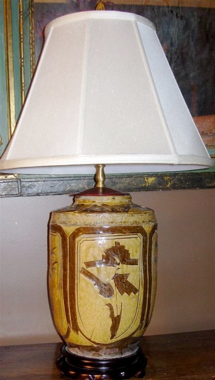 Handsome 19th century Chinese jar converted into lamp.