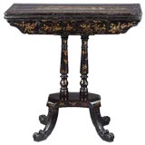 Antique Regency Game Table With Painted Decoration.