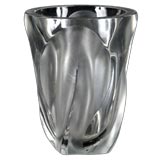 A Large Lalique Cut and Shaped Frosed Glass Vase.