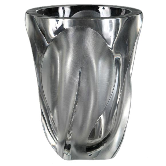A Large Lalique Cut and Shaped Frosed Glass Vase.