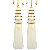 French Pair of Modernist Alabaster Lamps