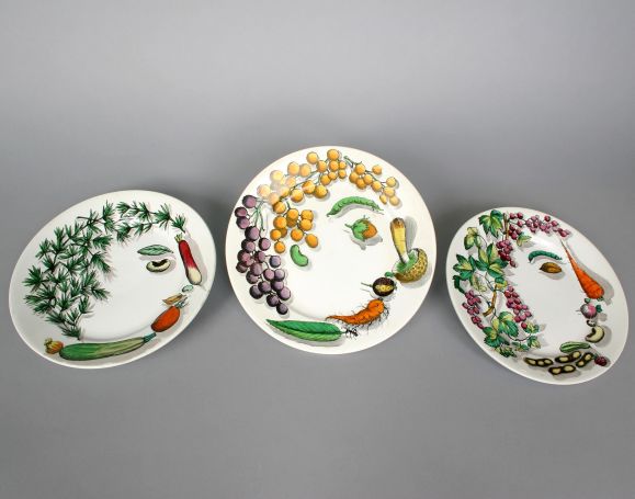 Mid-20th Century Set of 10 Fornasetti Plates Vegitalia Series