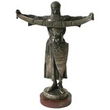 Silvered  Bronze Knight "Credo" by Emmanuel Fremiet