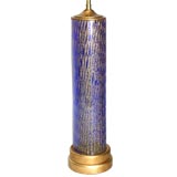 Cobalt and Gold Feathered Murano Glass Lamp