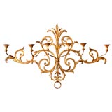 Dramatic Palladio Gilt Metal and Wood Six Light Candle Sconce
