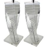 pair of lucite swirl lamps