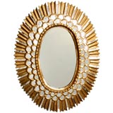 Vintage Gilt Oval Sunburst Mirror