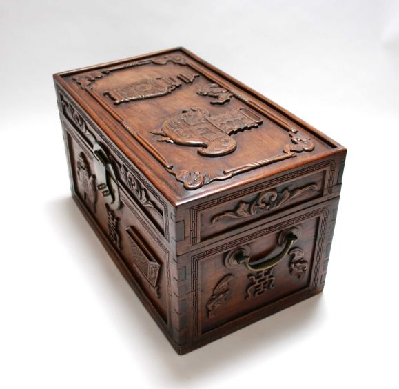 Hand Carved Wooden  Chinese Chest / Trunk 1
