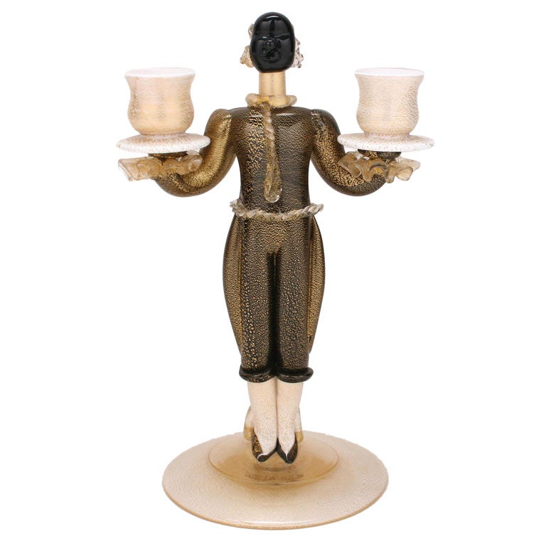 Early Murano Figural Blackamoor Double Candlestick.