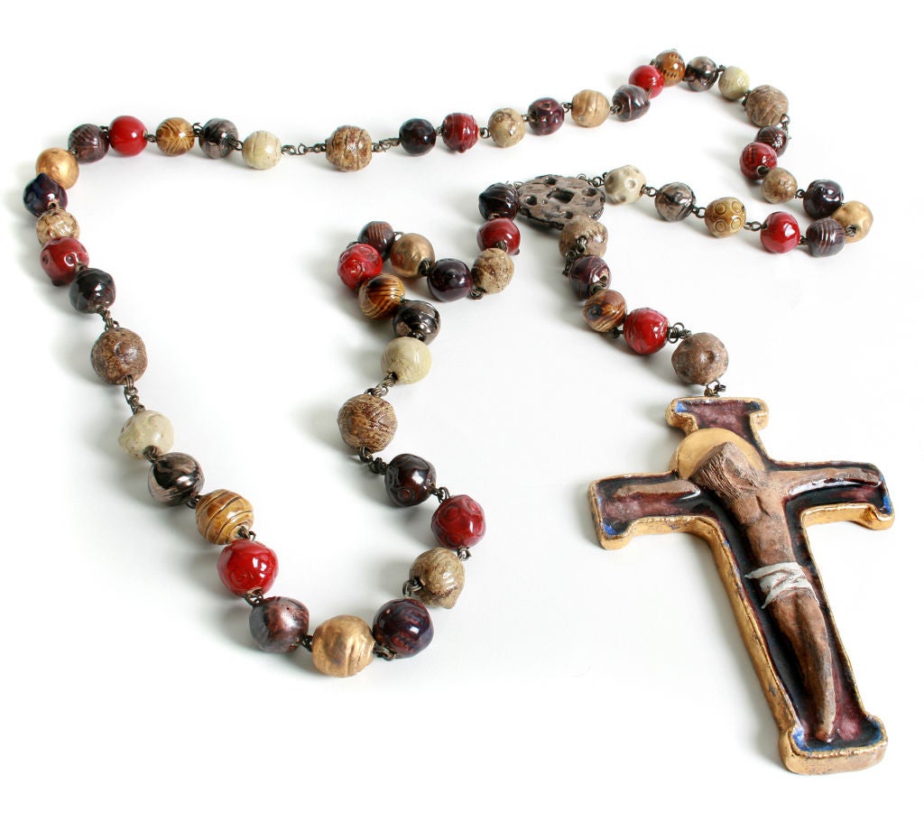 Fabulous Mid Century Italian Rosary Wall Hanging