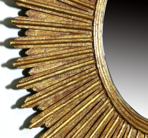 Wood Dramatic and Very Large Sunburst Mirror