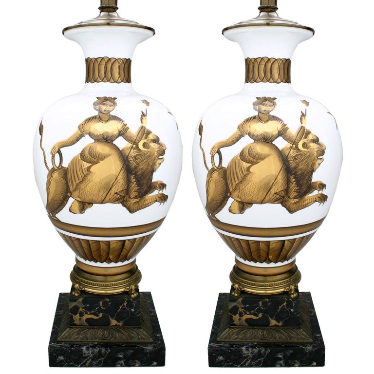 Pair of Gio Ponti style Glass lamps