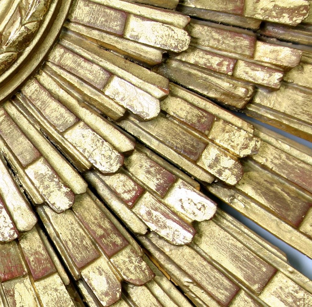 Italian Palladio Carved Wood Gold Gilt Sunburst Mirror