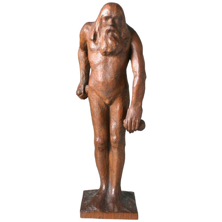 Charles Haag Carved Wood Sculpture "Walnut" For Sale