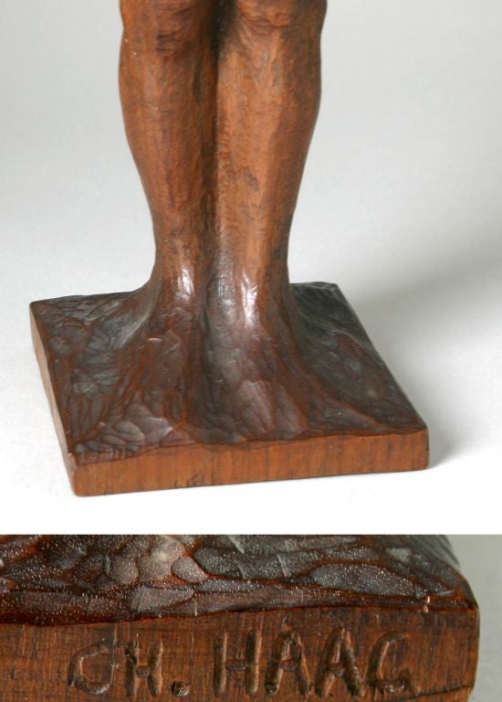 Charles Haag Carved Wood Sculpture 