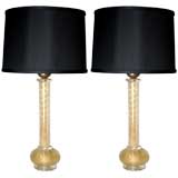 Pair of Barovier Italian Glass Lamps