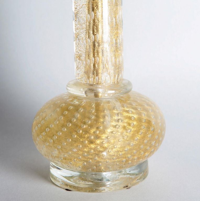 Mid-20th Century Pair of Barovier Italian Glass Lamps