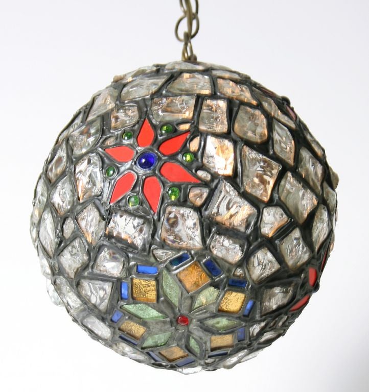 This leaded glass hanging fixture is perfect for a smaller space.