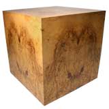Burled Wood Cube Side Table