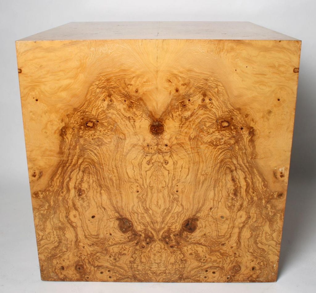 Mid-20th Century Burled Wood Cube Side Table