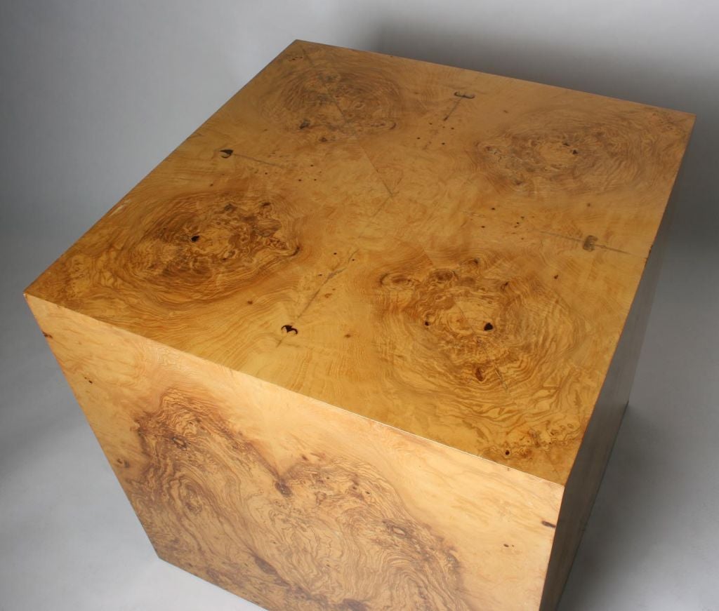 Olive Burled Wood Cube Side Table