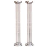 Pair of Art Deco Chrome and Glass Pedestals