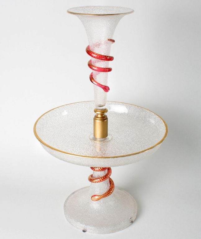 French Early Baccarat Epergne Centerpiece with Serpent Motif