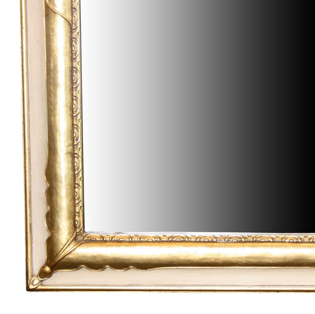 Wood Classically Elegant Cream and Gold Leafed Mirror