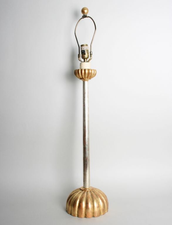 Pair of Carved Gilt Wood and Metal Lamps