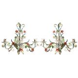 Pair of Painted Tole sconces
