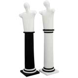Pair of Black and White Modern VeArt Murano Glass Figurines