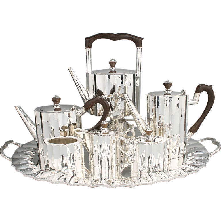 Art Deco Substantial Sterling Coffee and Tea Set For Sale